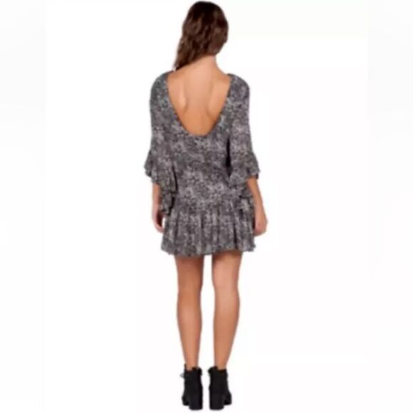 Volcom Stone Row Whiskey Mountain Drop Waist Bell Sleeves Dress Size M - Picture 2 of 12